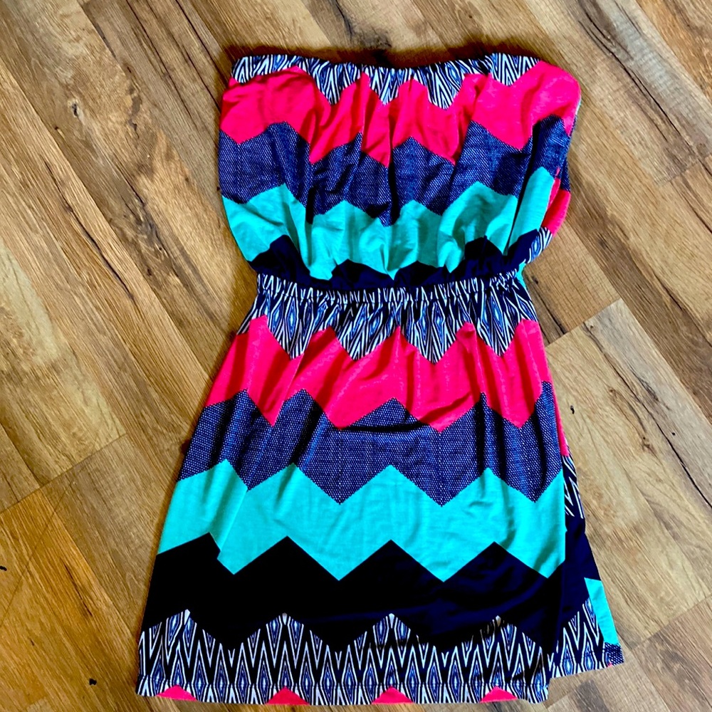 Adorable multi patter tube top dress